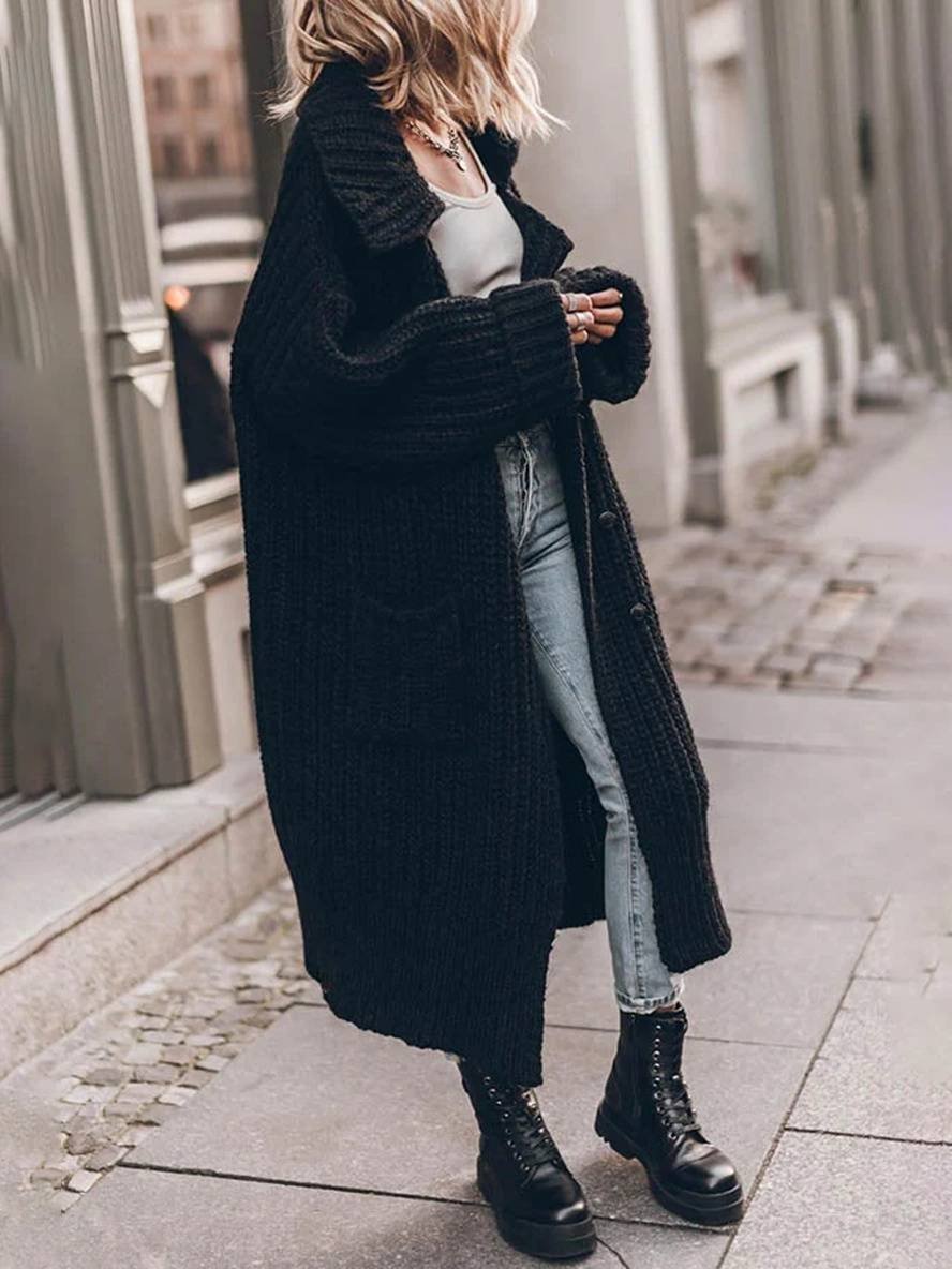 Női oversized bordázott hosszú kardigán