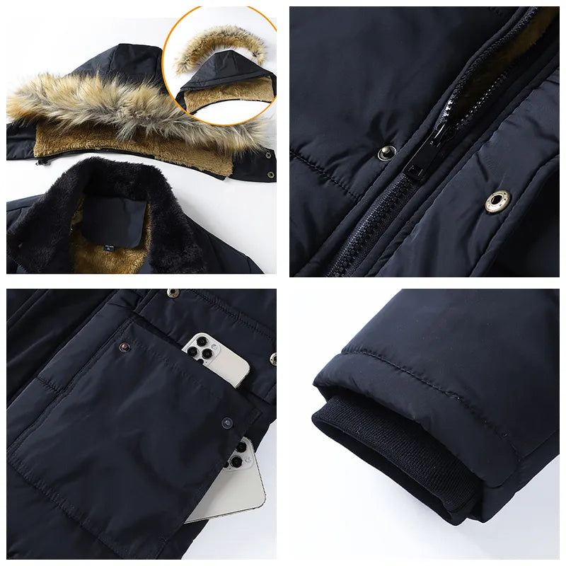 Férfi kapucnis parka dzseki fleece béléssel