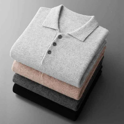 Férfi slim fit hosszú ujjú pólóing gallérral és gombokkal
