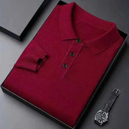Férfi slim fit hosszú ujjú pólóing gallérral és gombokkal