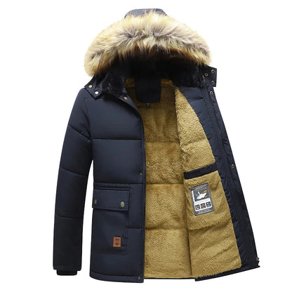 Férfi kapucnis parka dzseki fleece béléssel