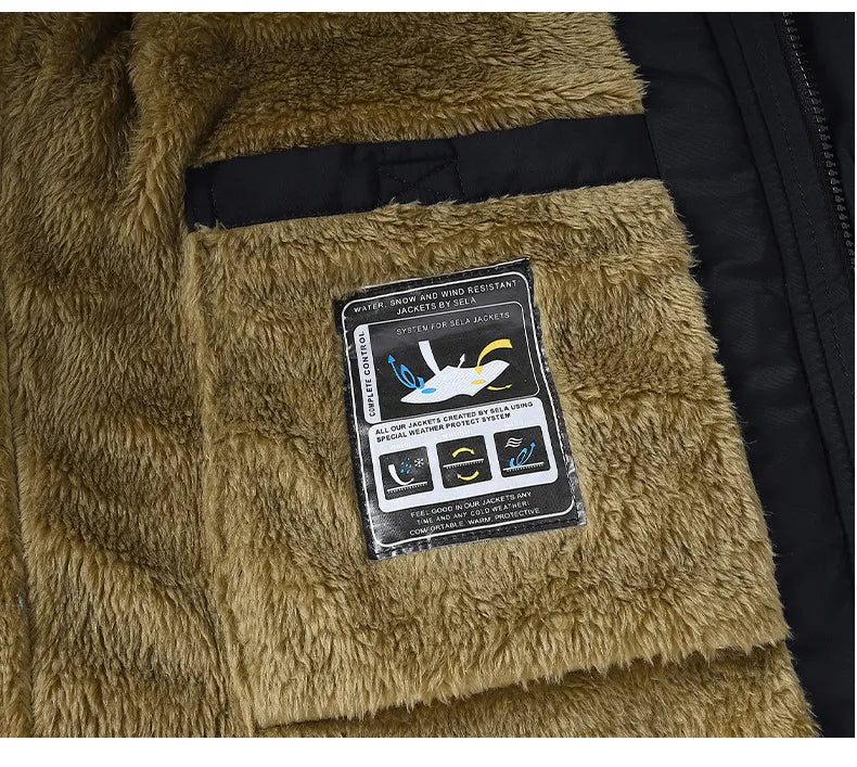 Férfi kapucnis parka dzseki fleece béléssel