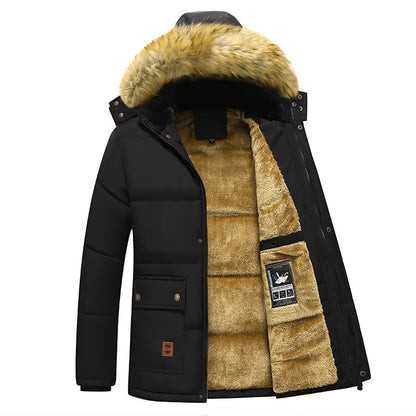Férfi kapucnis parka dzseki fleece béléssel
