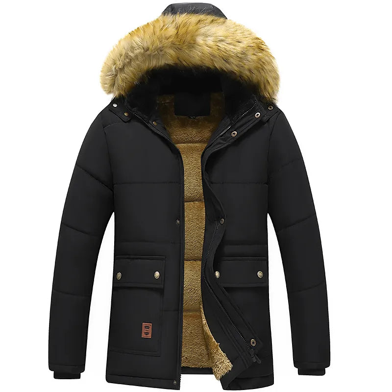 Férfi kapucnis parka dzseki fleece béléssel